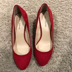 Red suede 1in heels